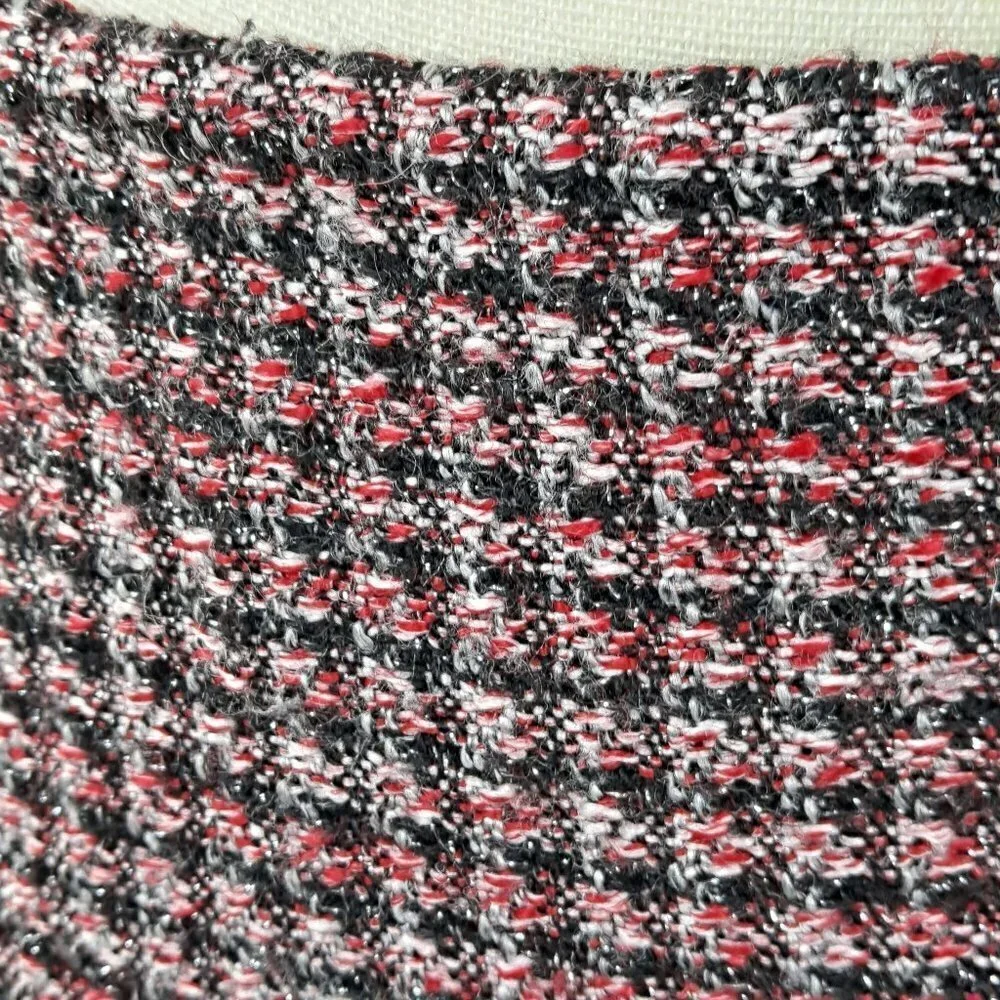 WHBM Size 4 Pink and Black Metallic Tweed Mini Skirt Lined Back Zip EUC